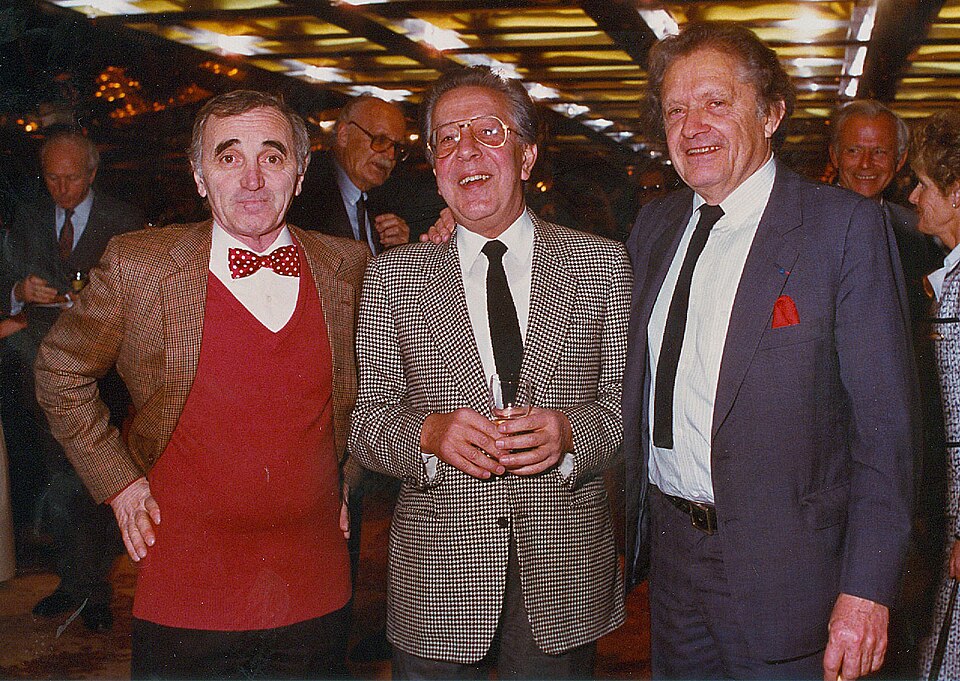 Aznavour with his lyricist Pierre Delanoë, 1988