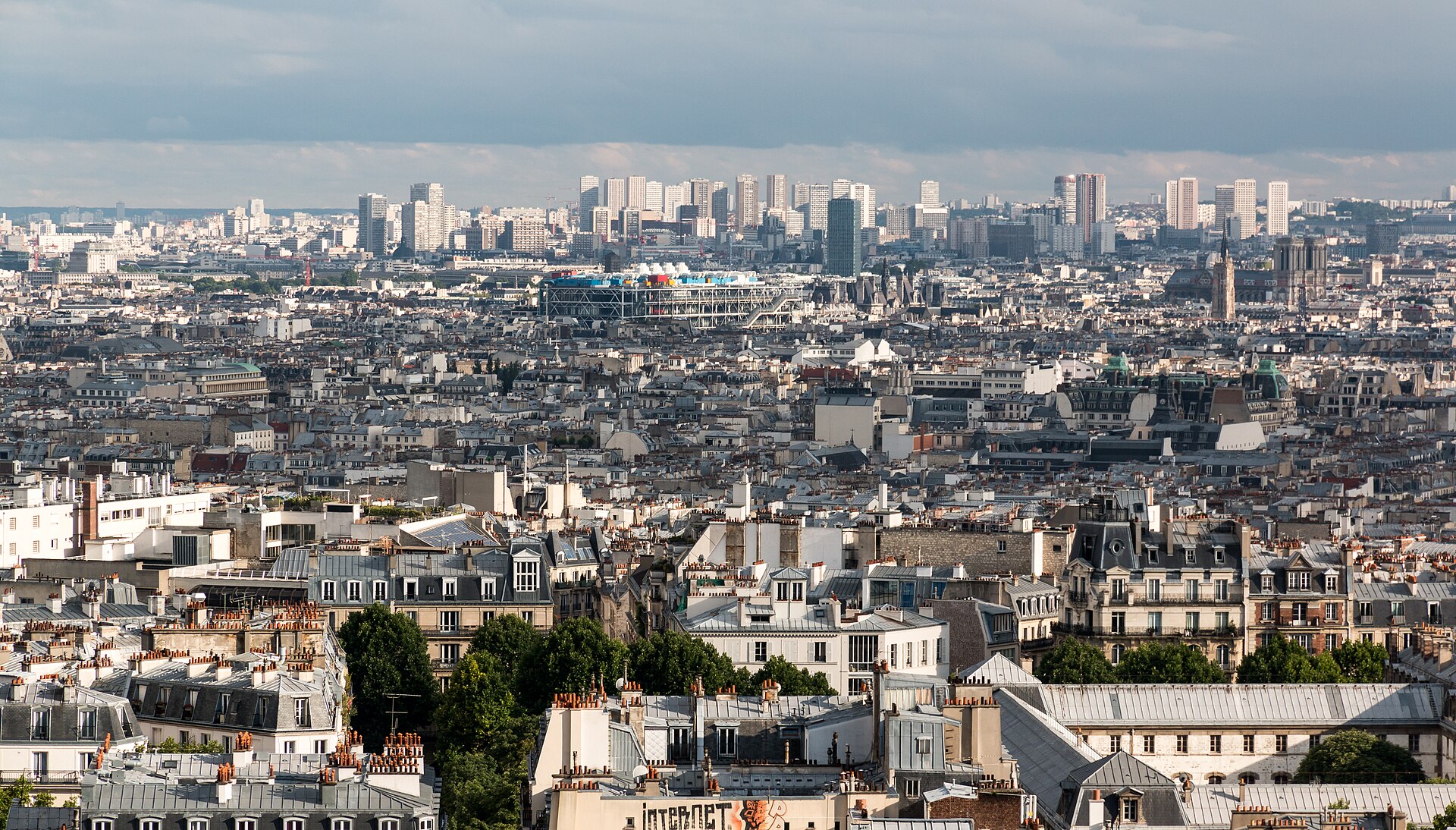 A view over modern Paris from Montmartre
